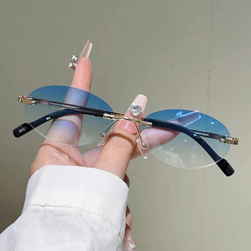 Rimless Oval Sunglasses Women  - Vintage Outdoor Fashion recension och pris