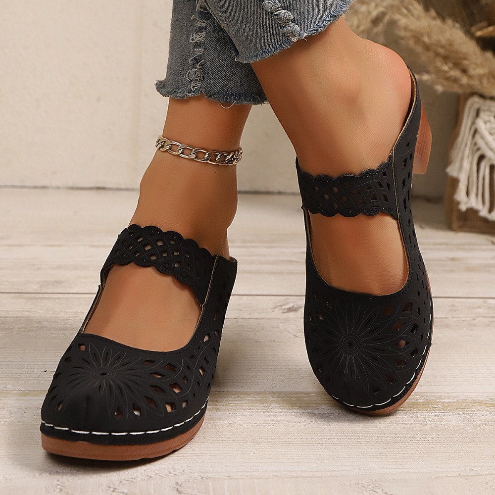 Women Hollow Cutout Mules Chun - Vintage Fashion Dresses recension och pris