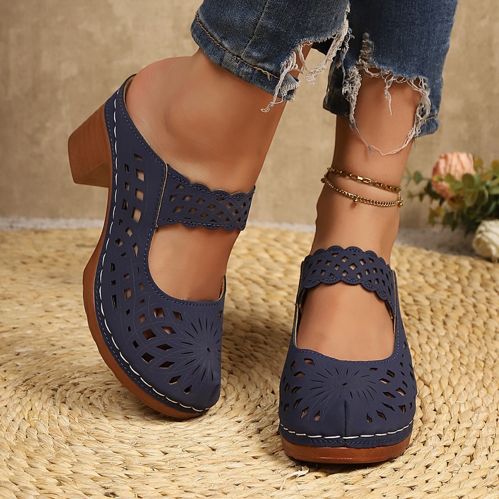Women Hollow Cutout Mules Chun - Vintage Fashion Dresses recension och pris